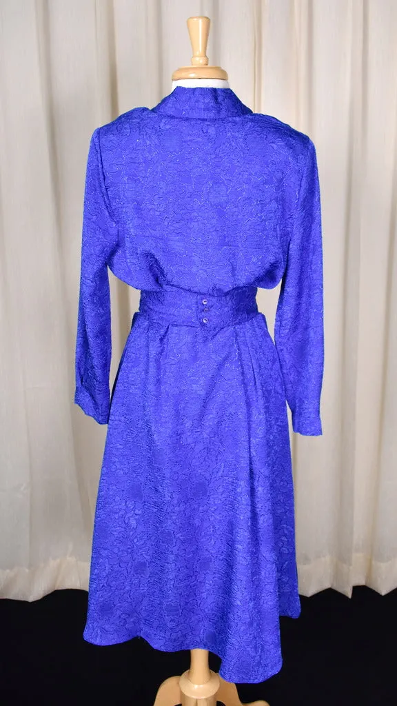 1940s Style Blue Floral Dress