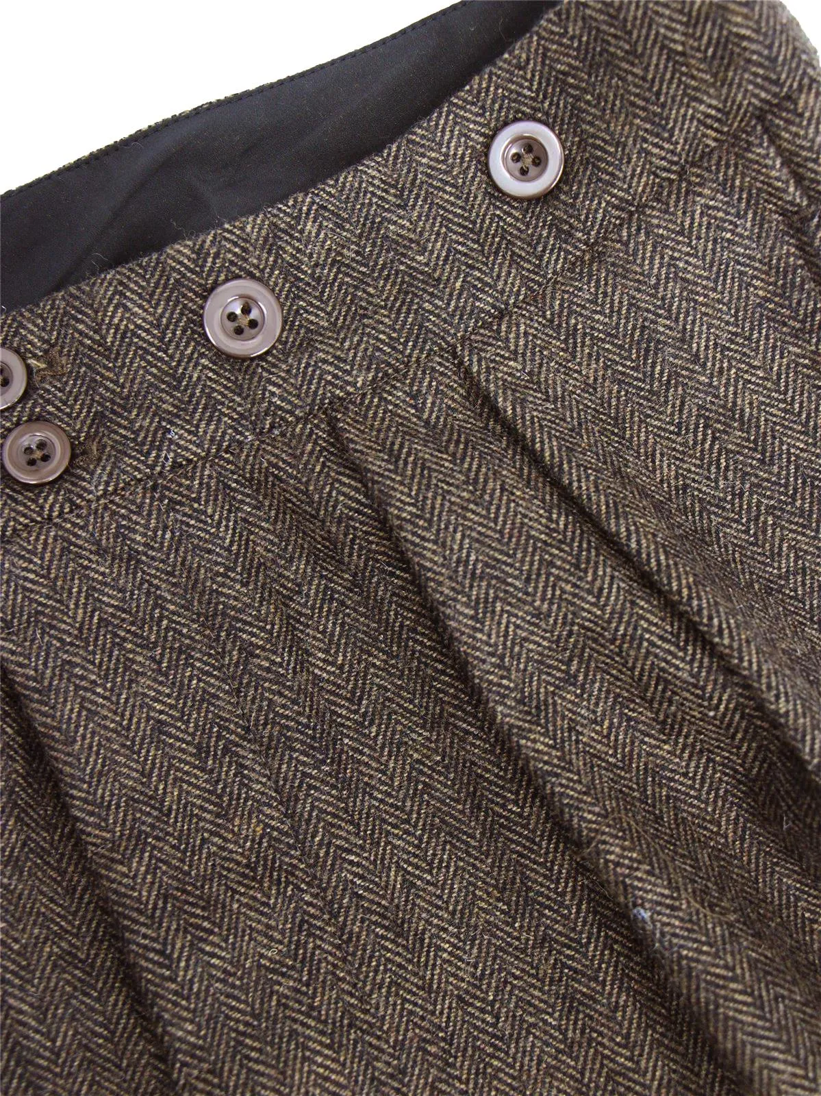 1940s Vintage Granville Herringbone Wool Bag Trousers in Brown