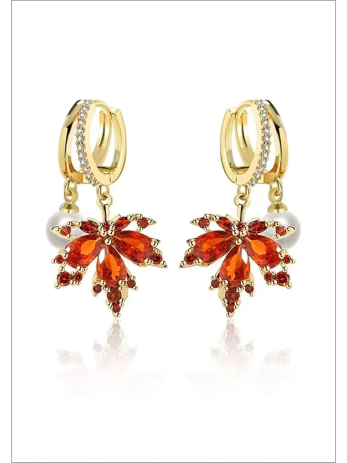 A Lasting Impression Rhinestone Maple Leaf Drop Earrings