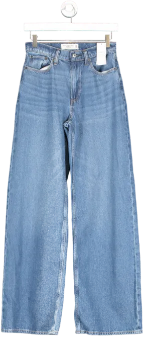 Abercrombie & Fitch Blue Long Length Wide Leg High Rise Jeans W24