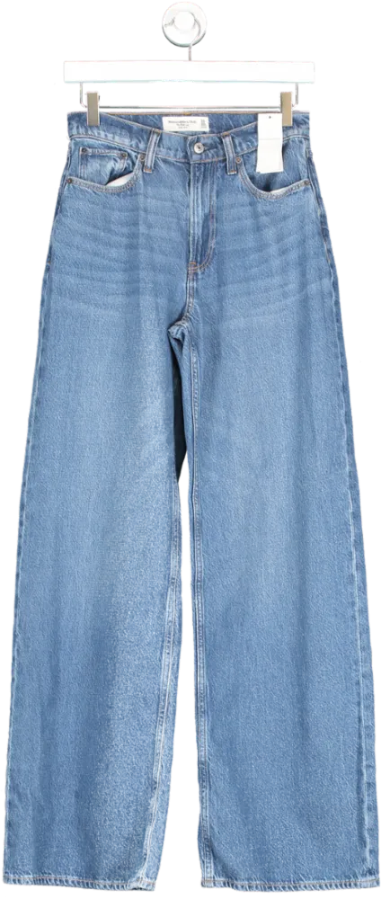 Abercrombie & Fitch Blue Long Length Wide Leg High Rise Jeans W24