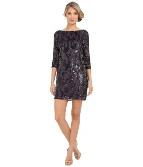 Adrianna Papell - Sequined Quarter Sleeve Dress 41901082