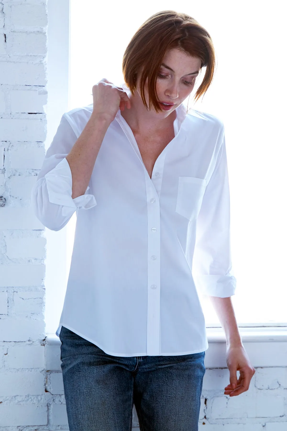 Alex Silky Poplin White Blouse