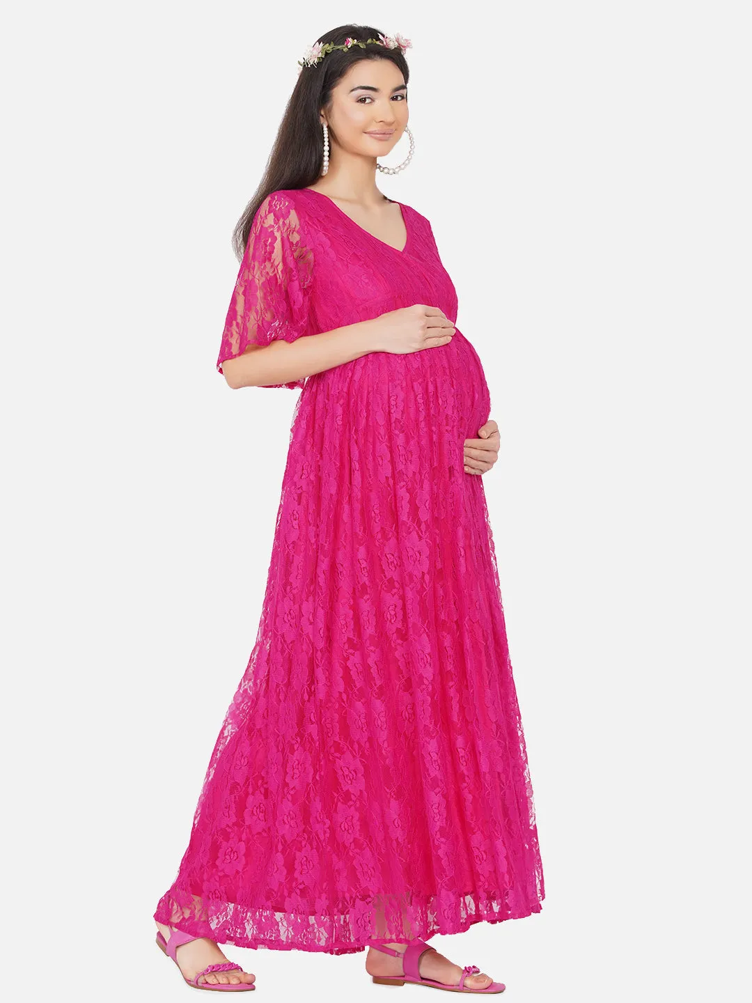 Baby Shower Dress Pink Maxi Baby Shower Dress