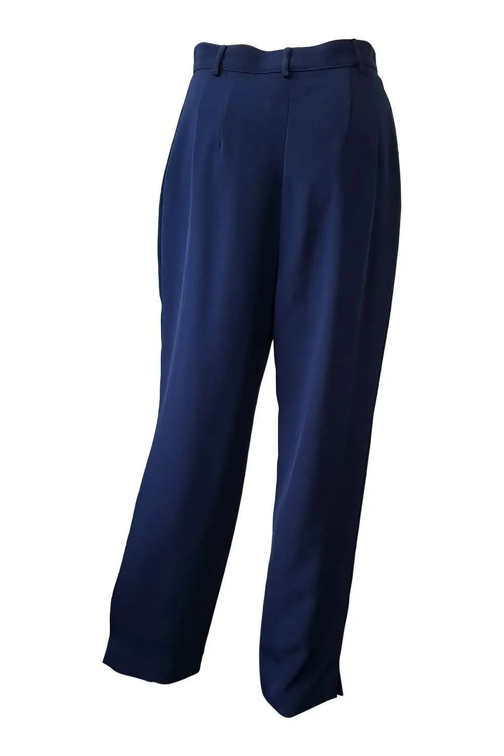 BARATTA 100% Silk Italian Made Navy Blue Pleat Front Trousers (44)