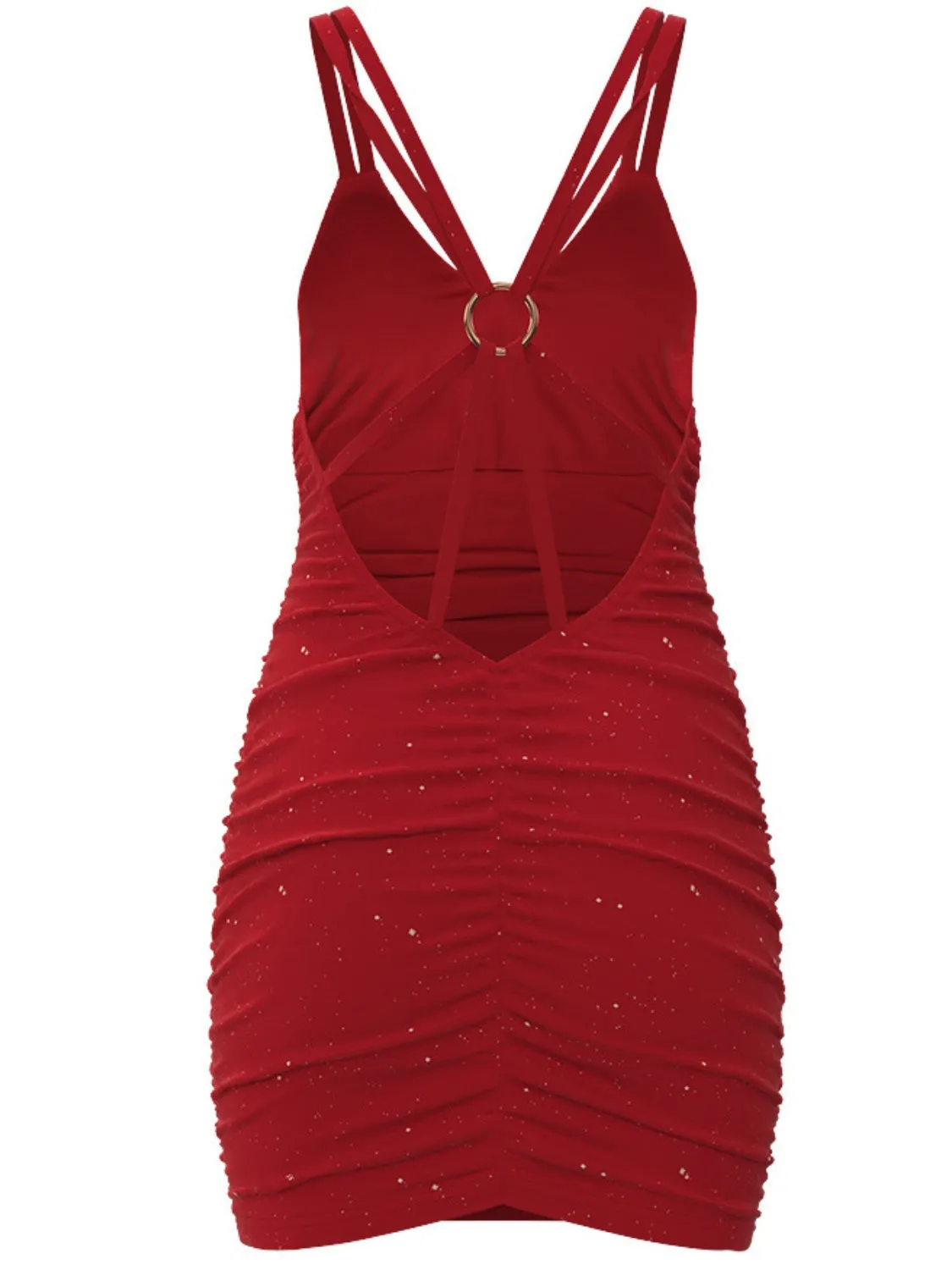 Beach Wedding Guest Attire: Women's Shimmering Mini Dress with Dual Spaghetti Straps