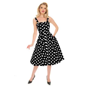 Black And White Polka Dot Rockabilly 50s Swing Dress