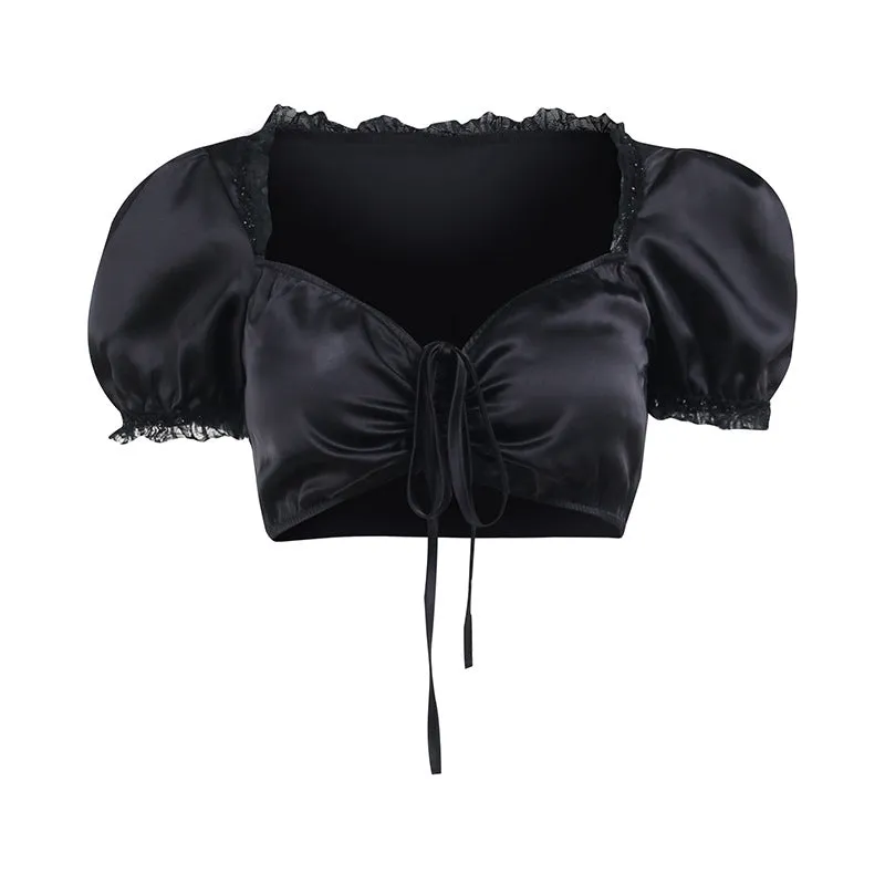 Black Puff Shoulder Top