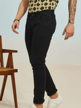 Black Solid Stretch Jeans