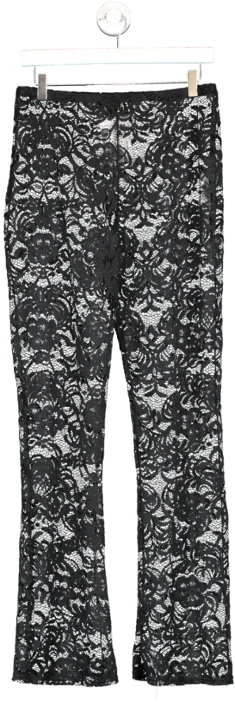 boohoo Black Lace Flared Trousers UK 12