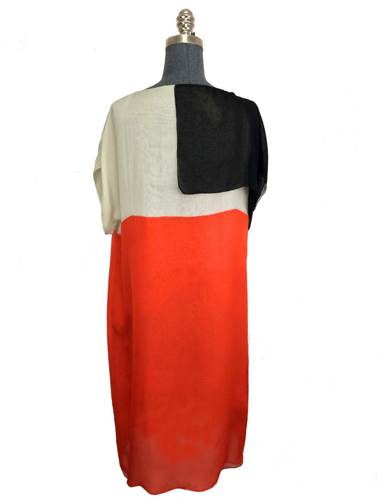 Bottega Veneta Color-Block Silk-Chiffon Dress Size L