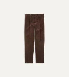 Brown Mid-Wale Corduroy Single Pleat Trouser