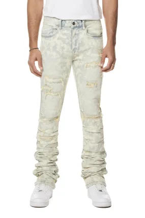 Colored Lazy Stacked Lazy Stacked Flared Denim Jeans - Seafoam