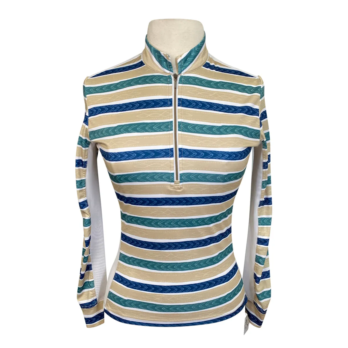 Cool Breeze Long Sleeve Sun Shirt in Blue/Teal/White - Women's Small