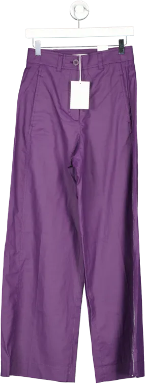 cos High-waisted Wide-leg Linen Trousers In Purple BNWT UK 6