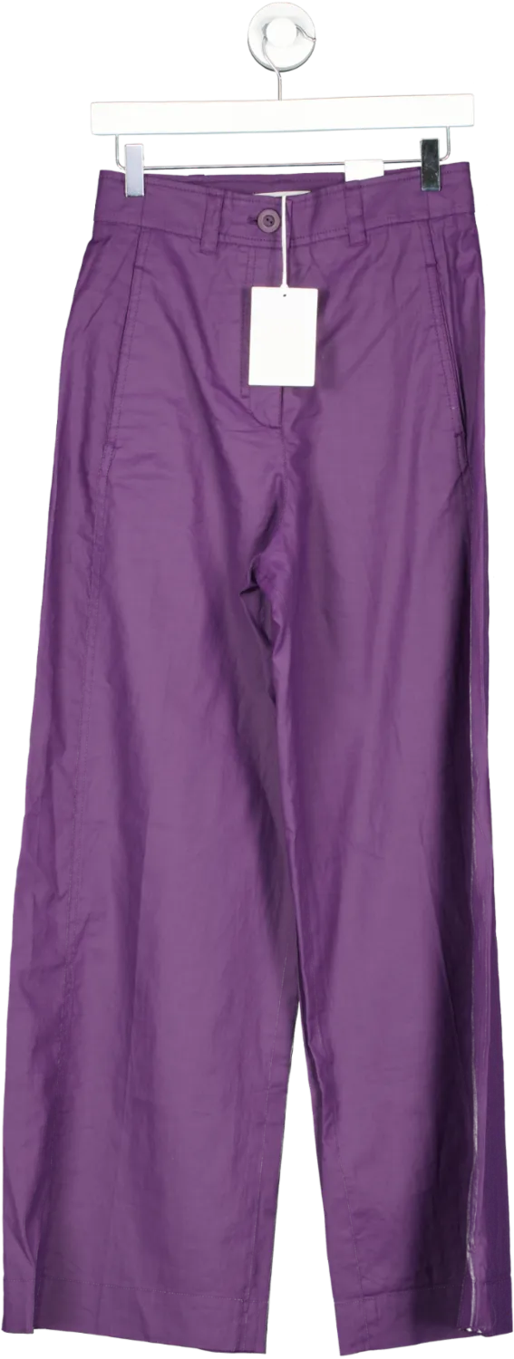 cos High-waisted Wide-leg Linen Trousers In Purple BNWT UK 6