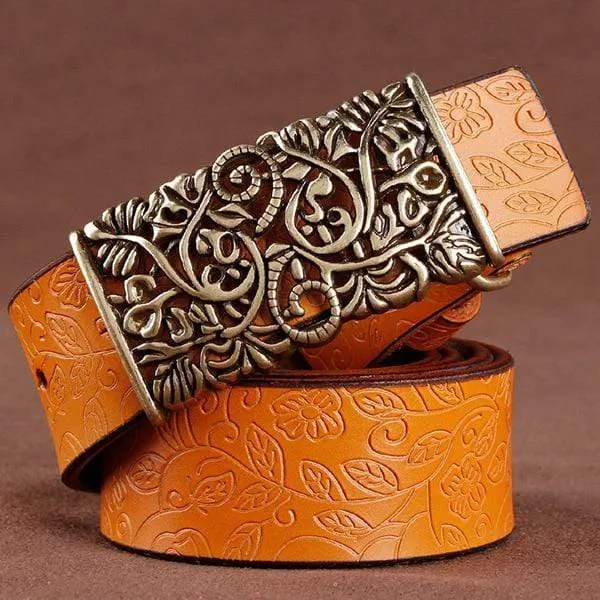 Crafted Floral Buckle Belt