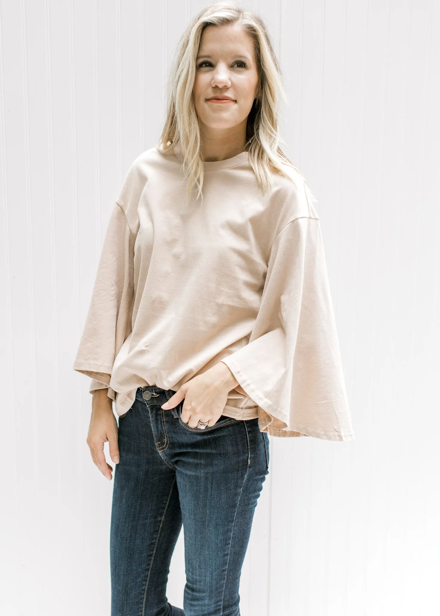 Cream Butterfly Sleeve Top