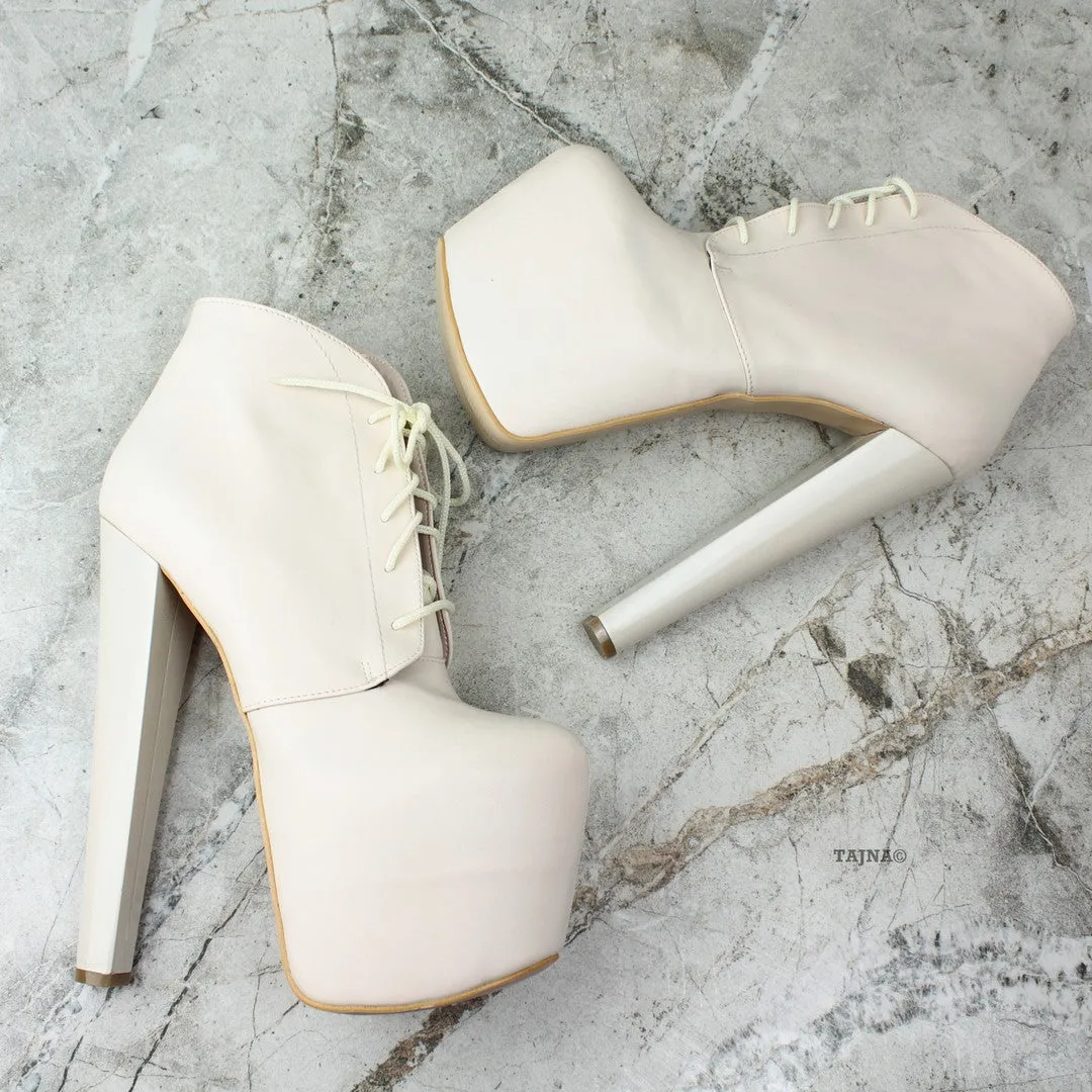 Cream High Platform Heel Booties