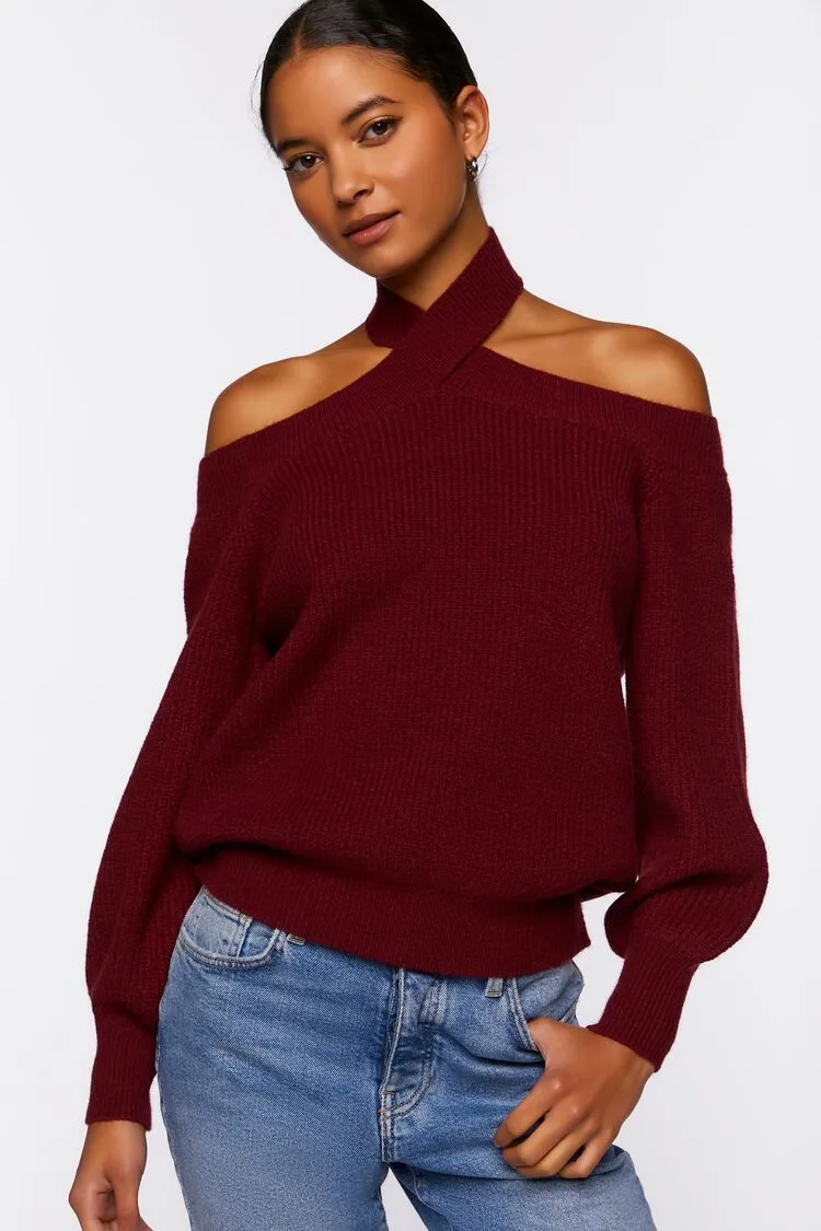 Crisscross Off-the-Shoulder Sweater