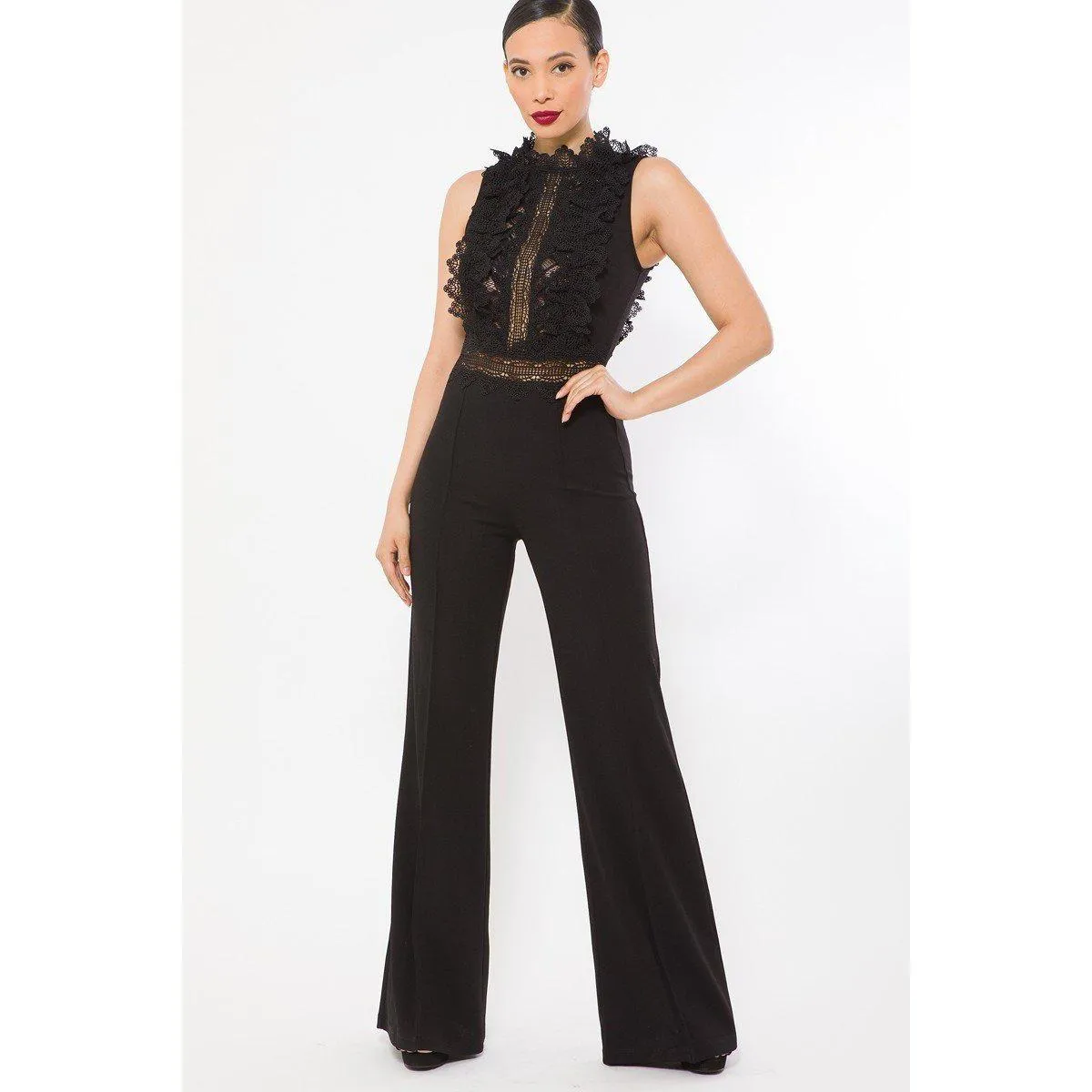 Crochet Lace Combined Bodice Jumpsuit