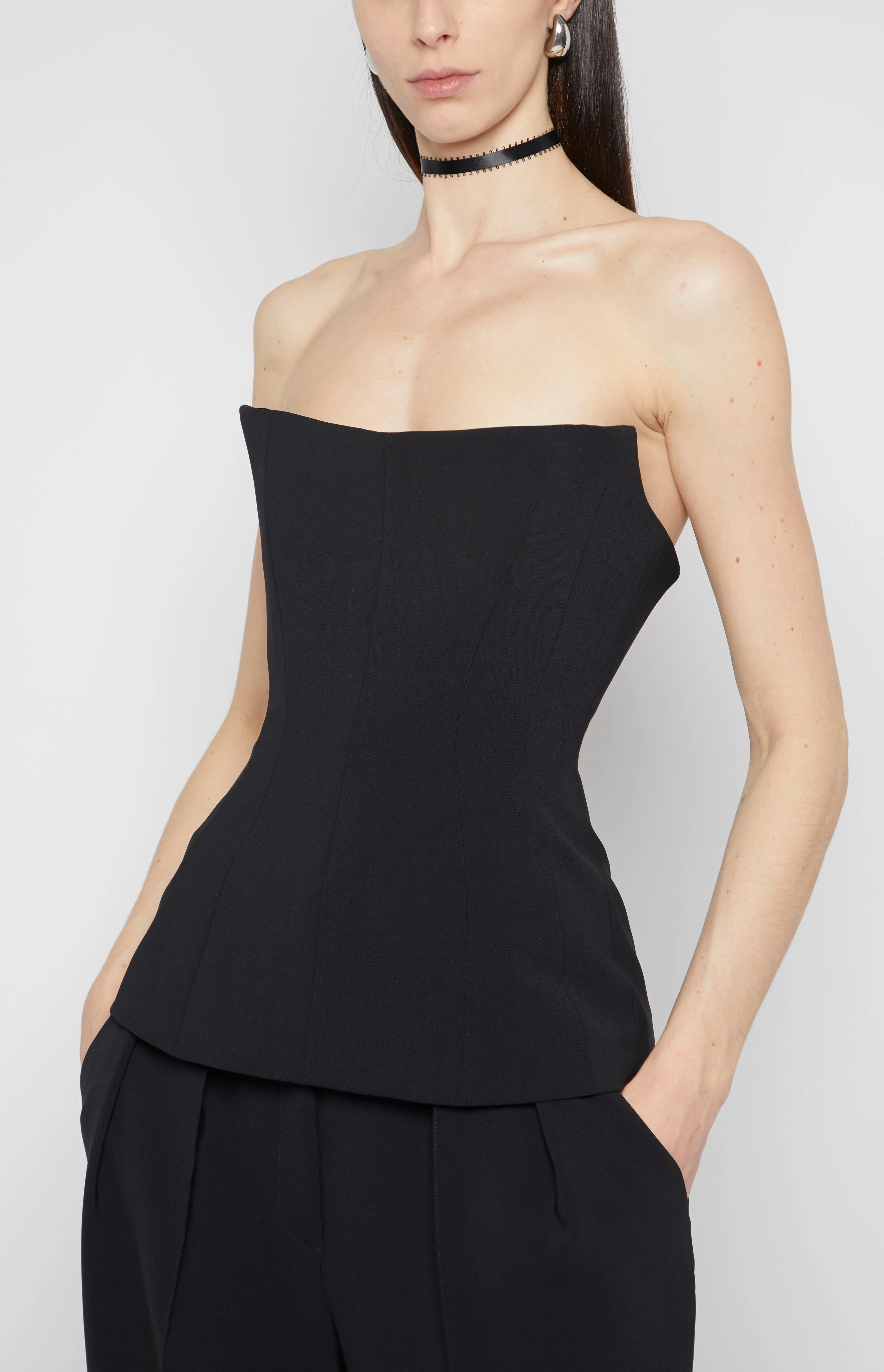 CURVED NECK CORSET TOP