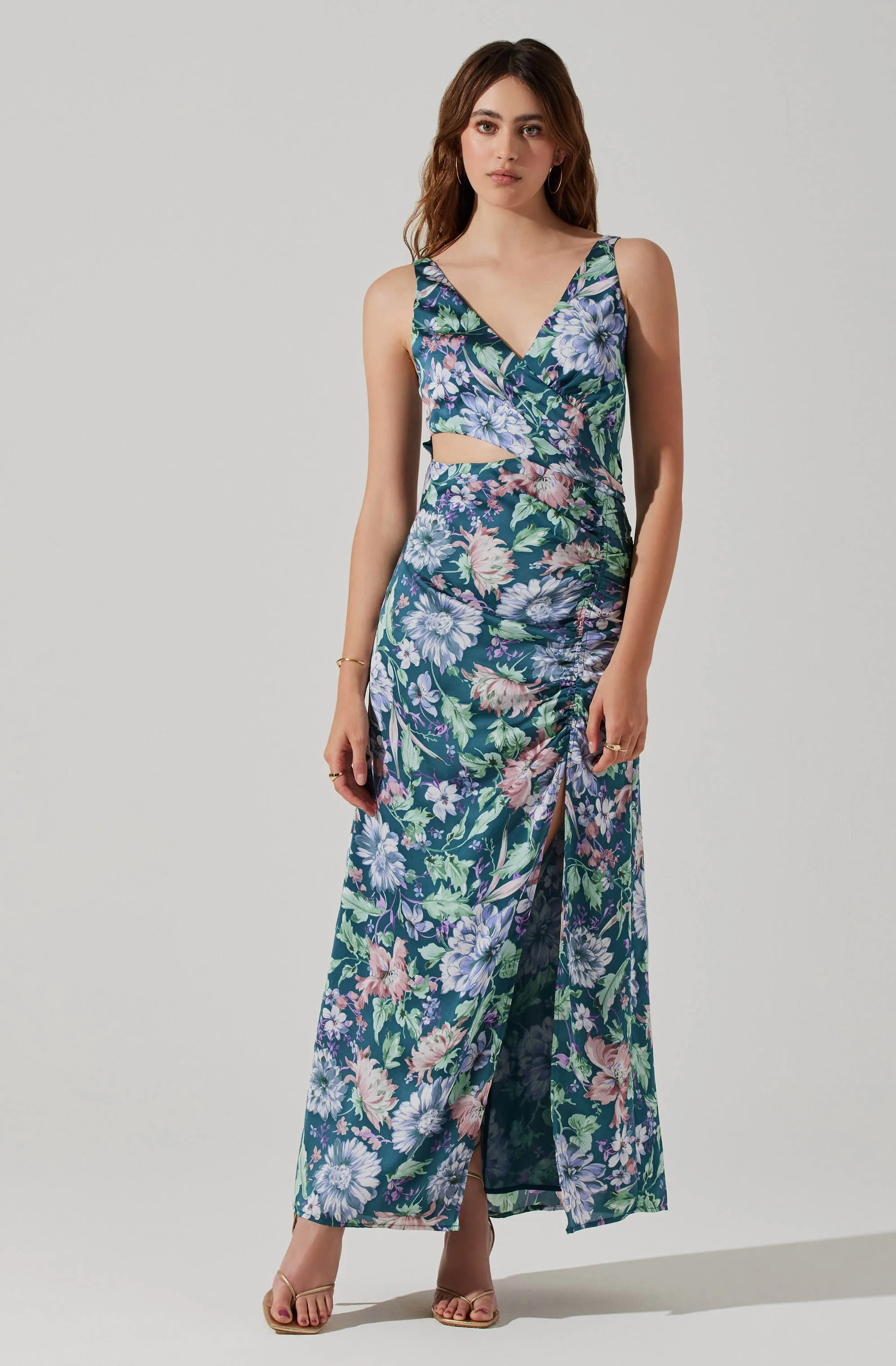 Cutout Ruched Maxi Dress