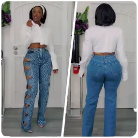 Diamond Girl Cutout Jeans