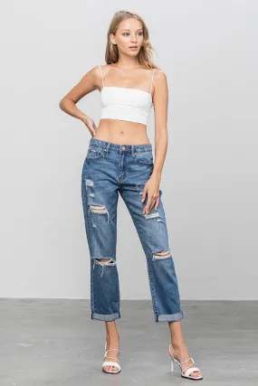 DISTRESSED PREMIUM BOYFRIEND JEANS