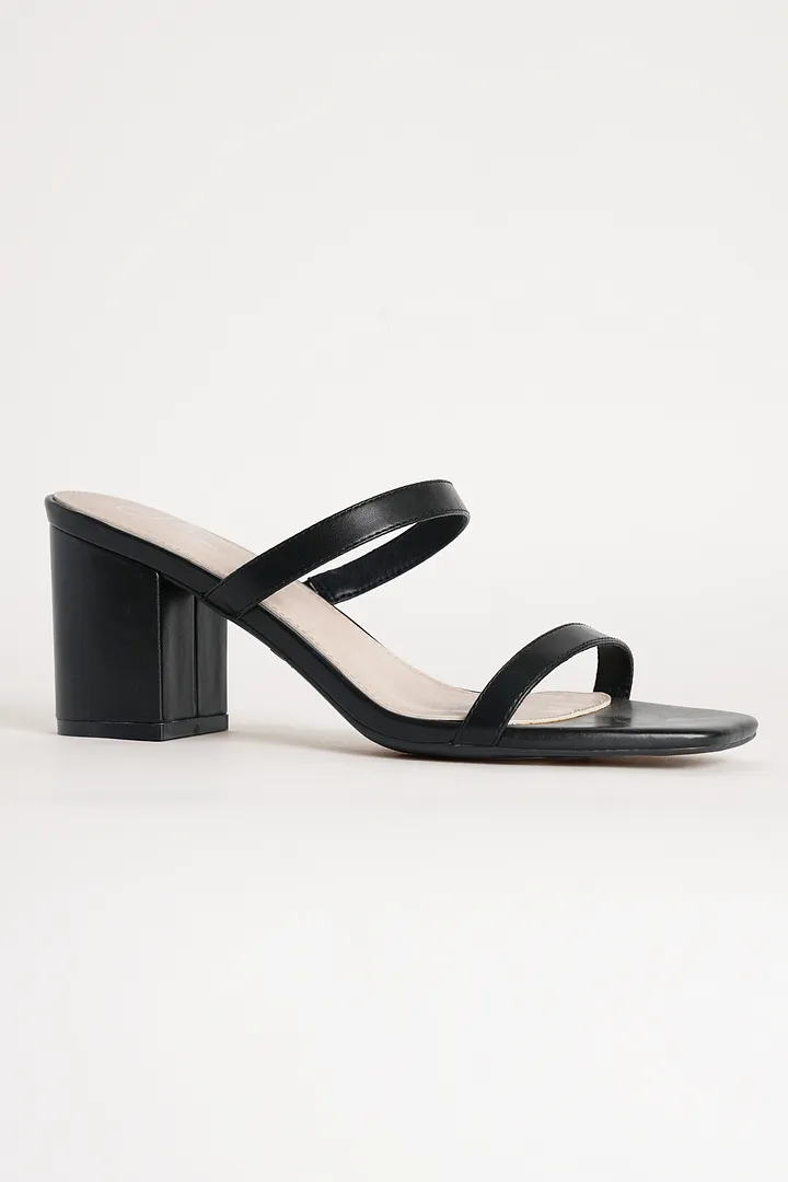 Double Strap Heeled Mules