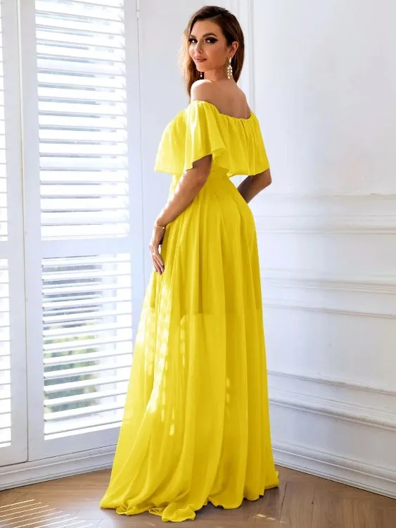 Evening Dress Off-Shoulder Split Maxi