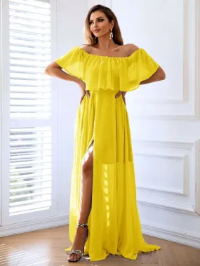 Evening Dress Off-Shoulder Split Maxi