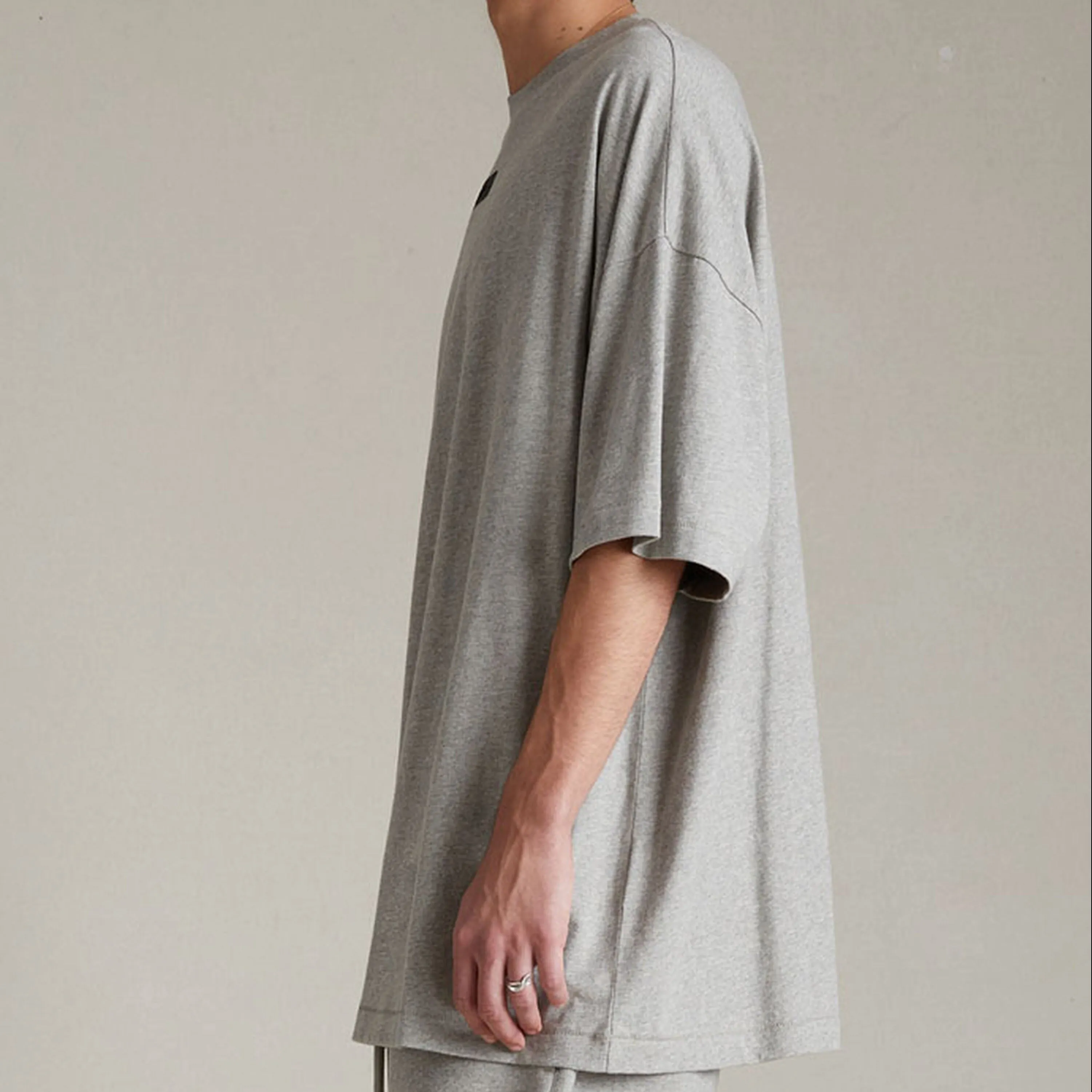 Fear of God Essentials Applique Box Logo Drop Shoulder Tee Dark Oatmeal (Oversized)