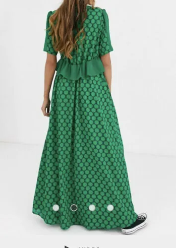 Chic Gloria Green Hexagon Pattern Dress for Stylish Elegance