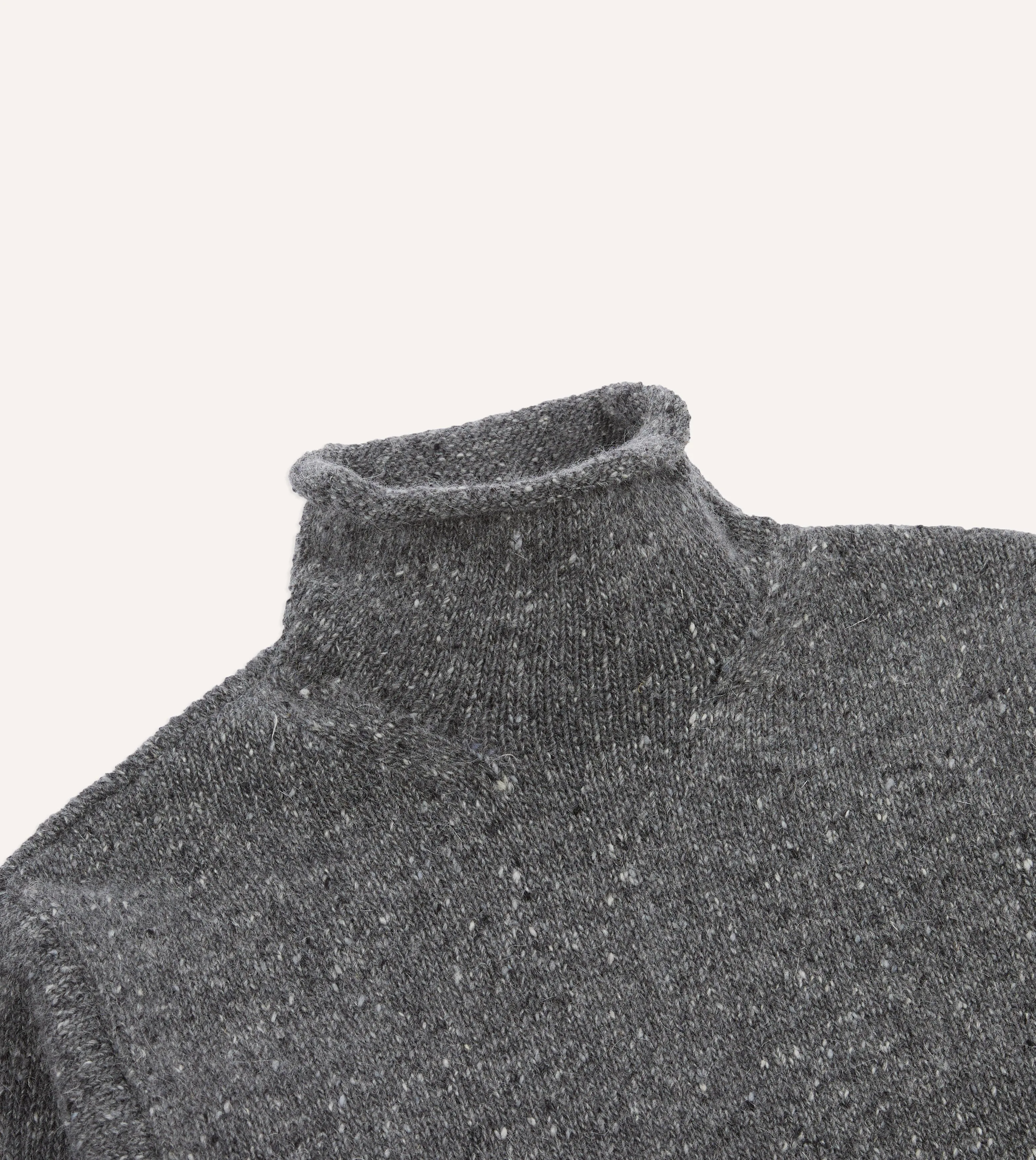 Grey Marl Mohair Wool Mock Neck Jumper