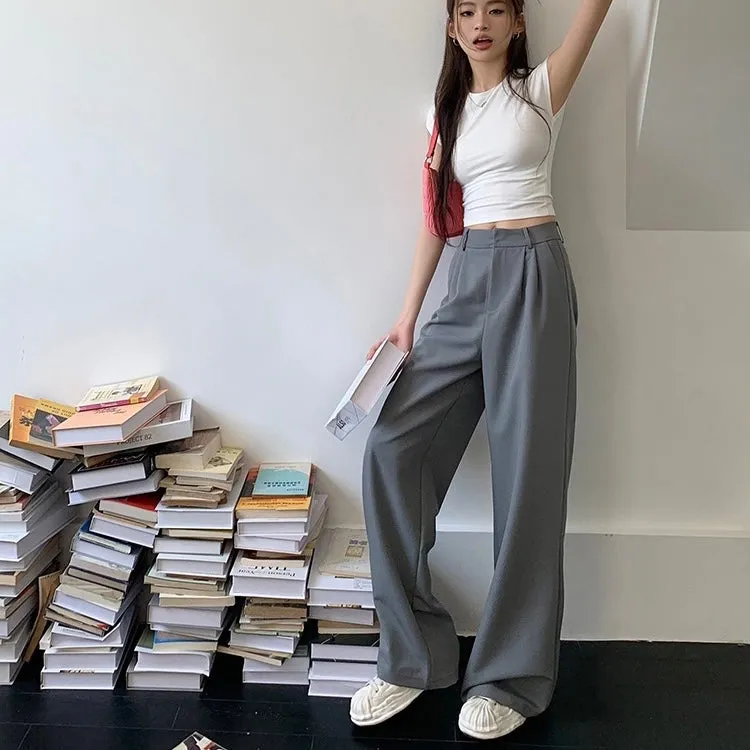 Grey Straight Trousers