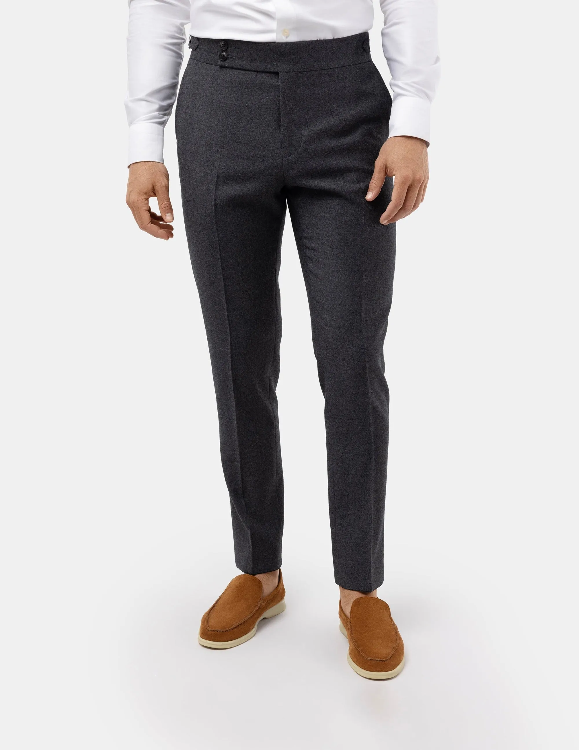 Grey Wool Trousers Double Button