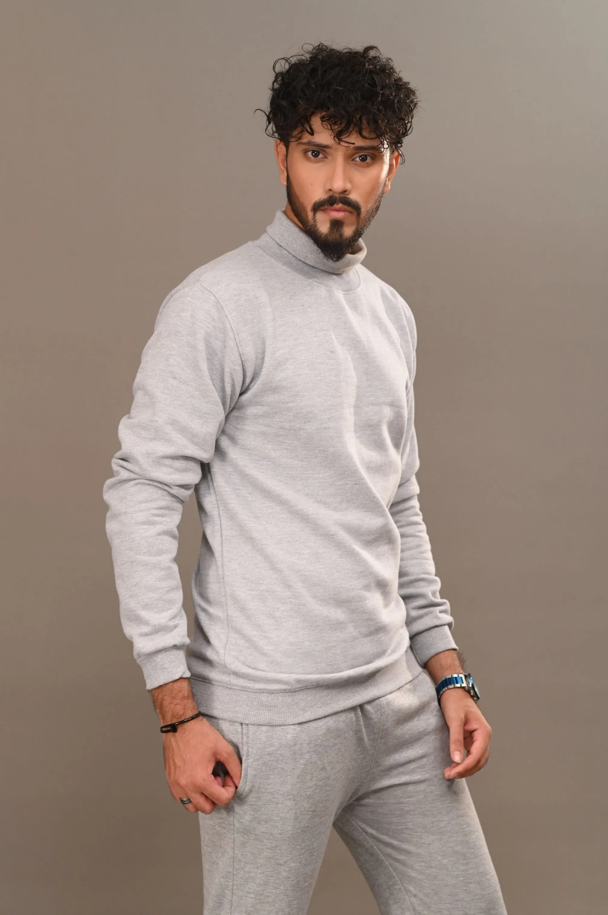 Heather Gray Basic Mock Neck