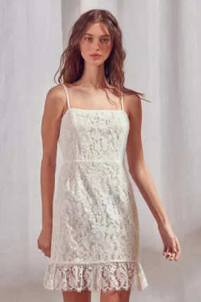 Ivory Lace Ruffle Dress