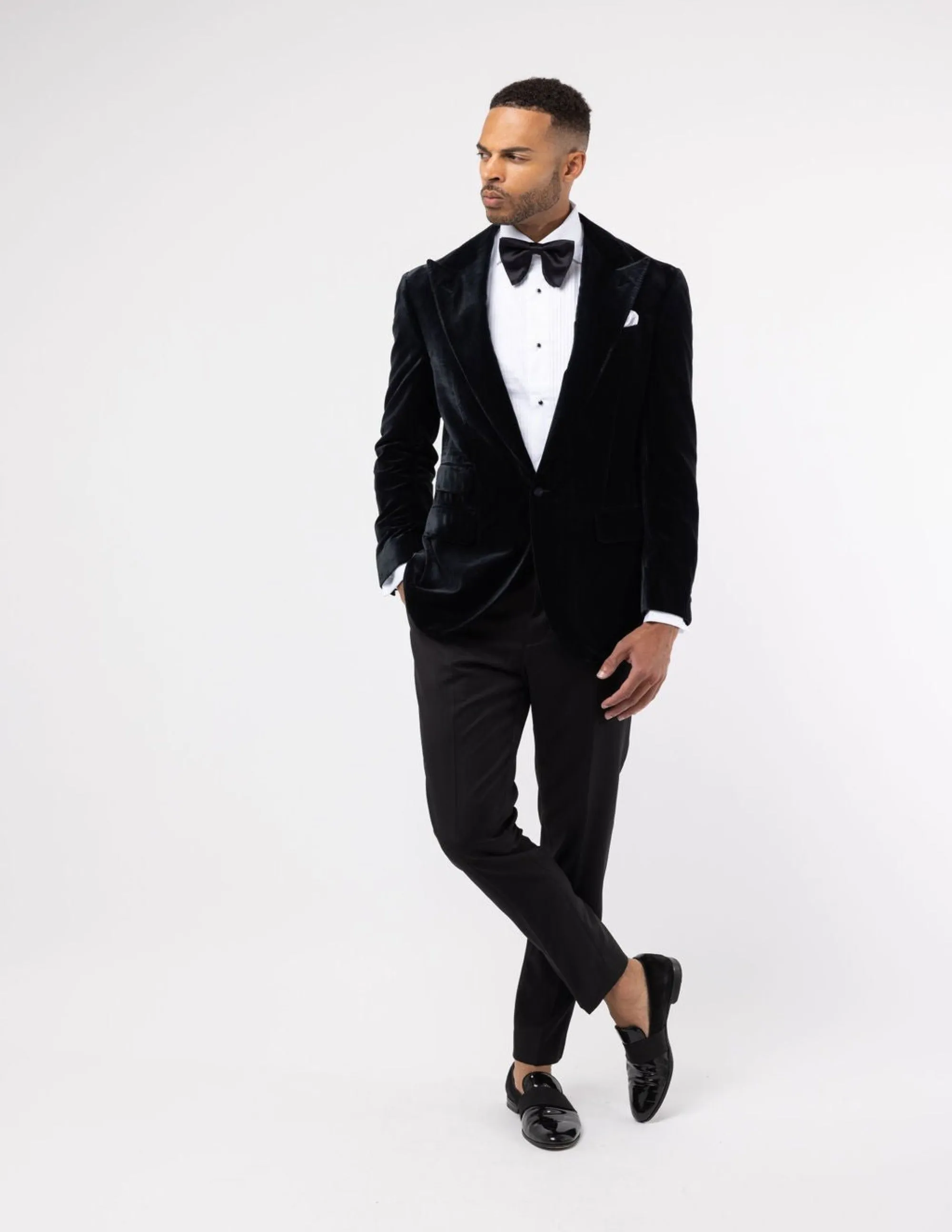 Light Black Velvet Single Breasted Suit