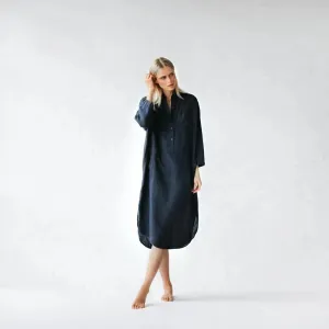 Linen shirt-dress navy by Seaside Tones