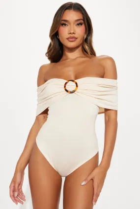 Love Island Off Shoulder Bodysuit - Cream