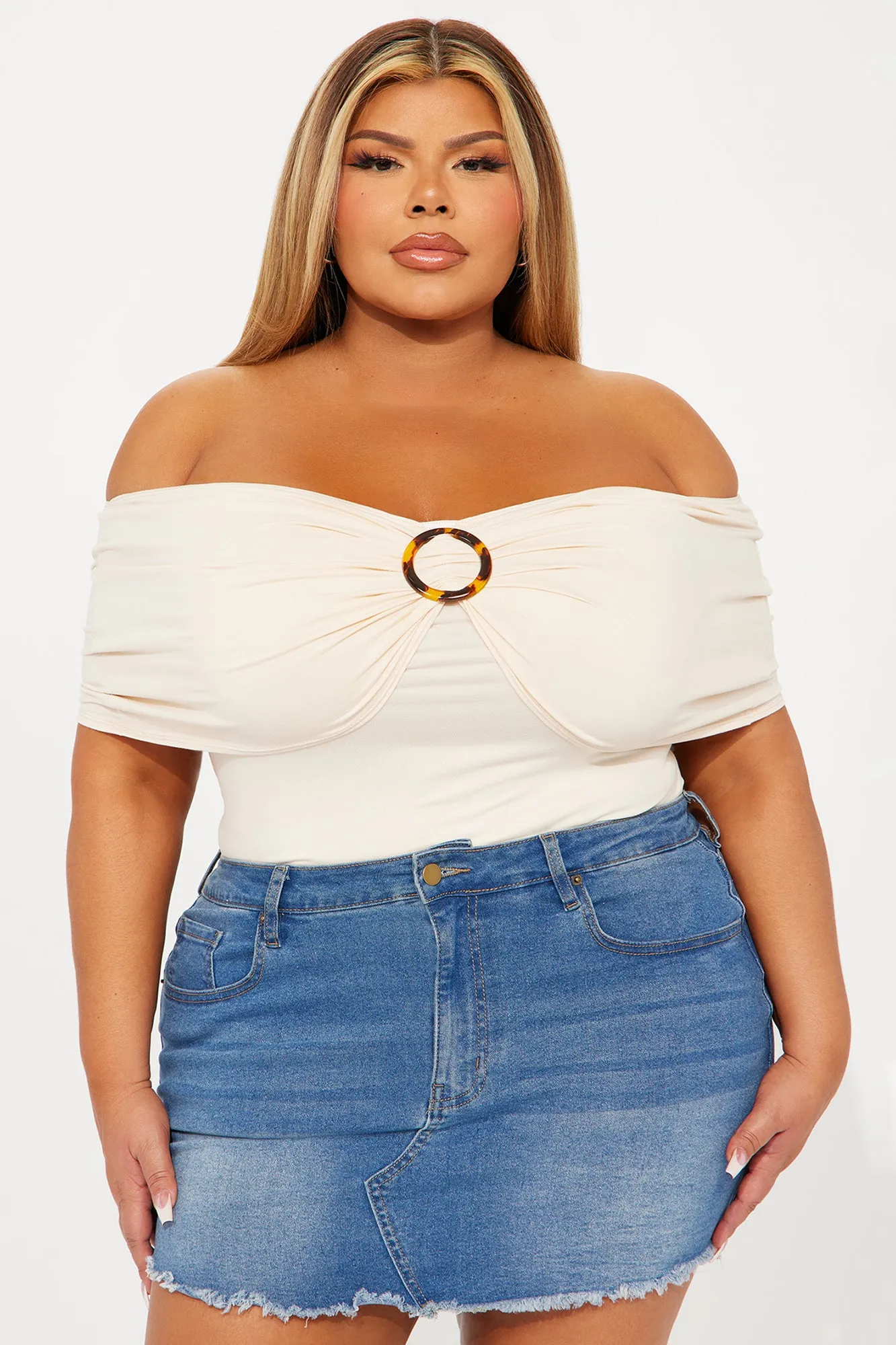 Love Island Off Shoulder Bodysuit - Cream