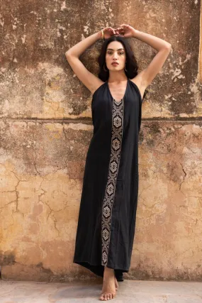 Luna Halterneck Maxi Dress - Aztec - Black