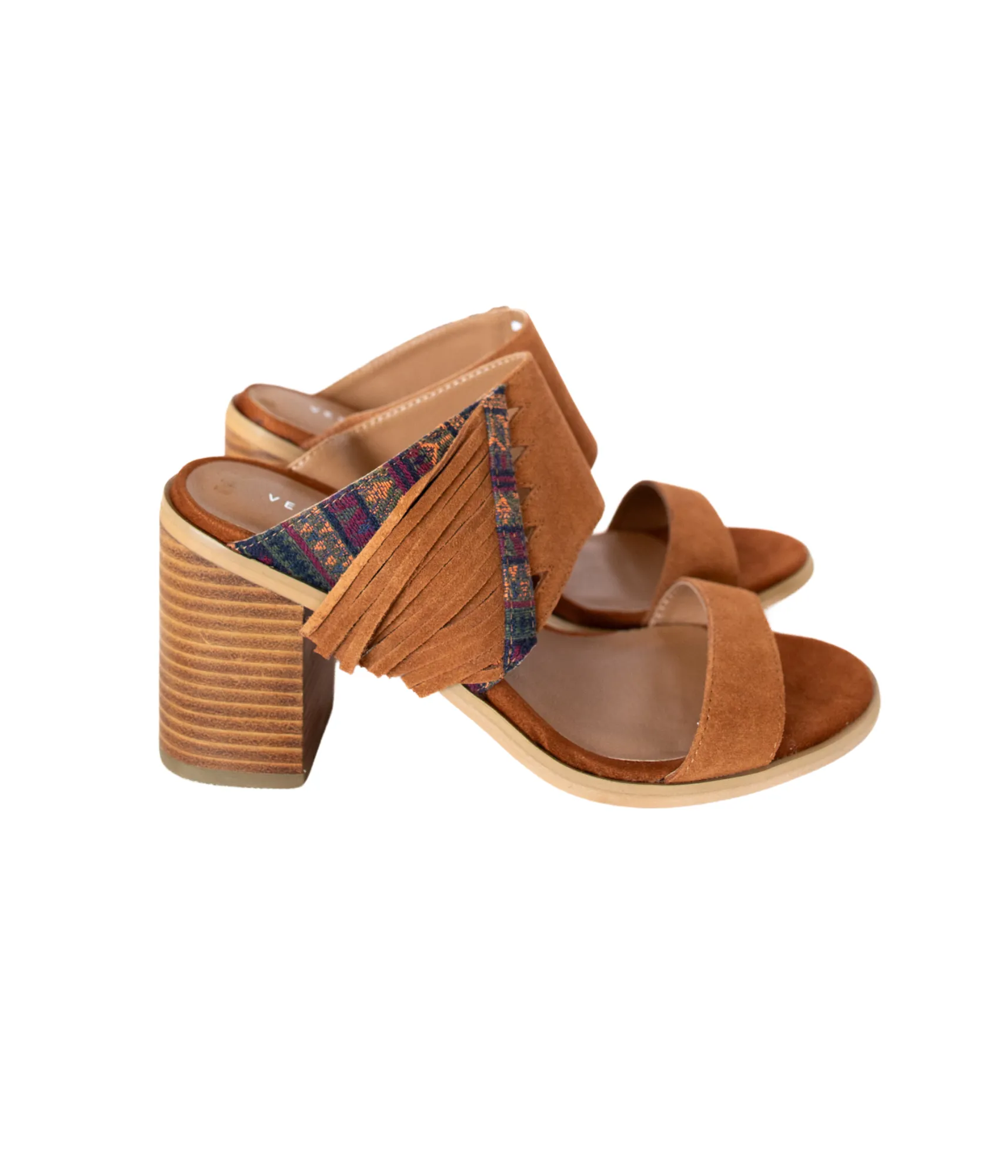 Lynda Fringe Heeled Sandal in Tan