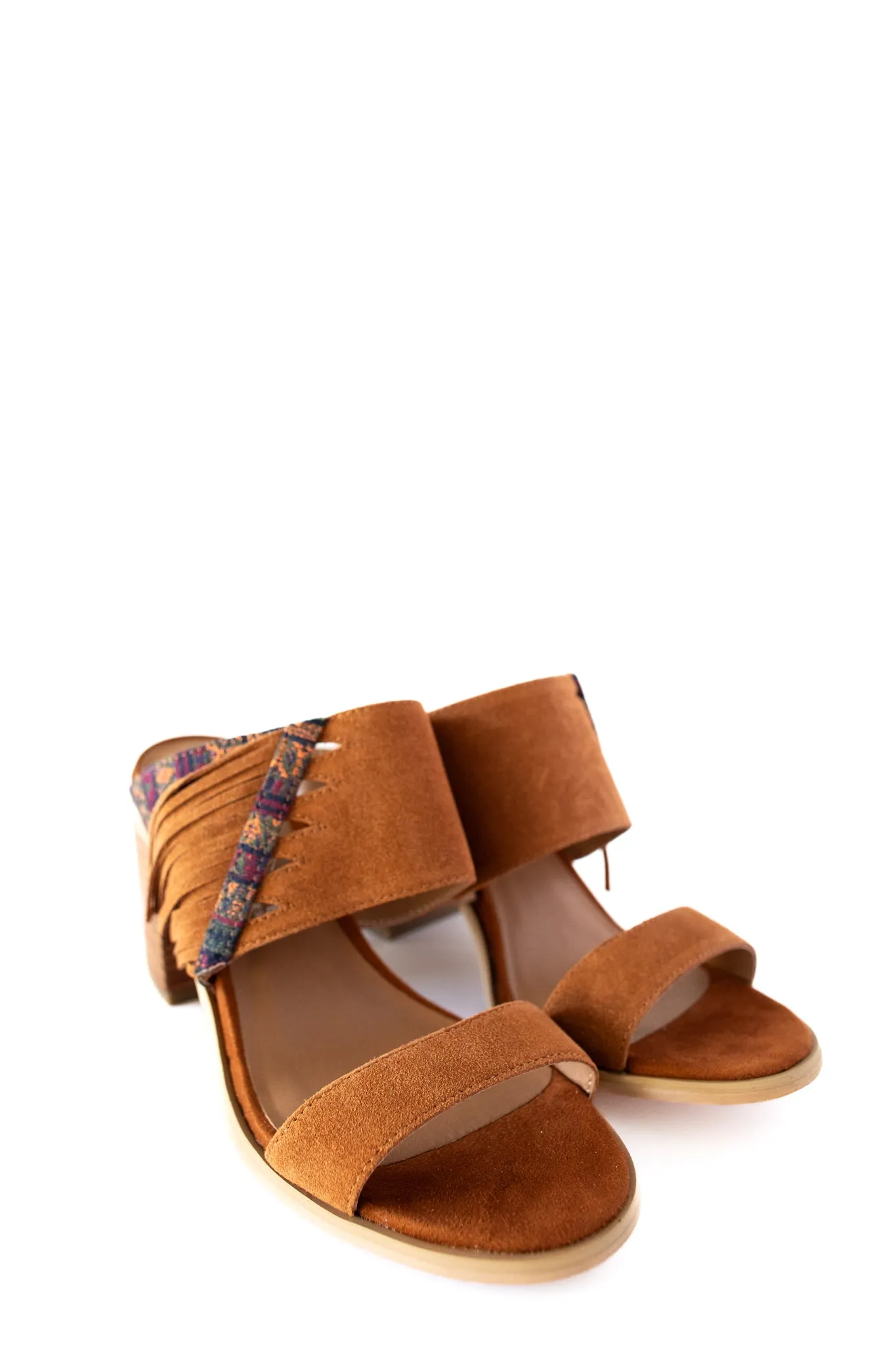 Lynda Fringe Heeled Sandal in Tan