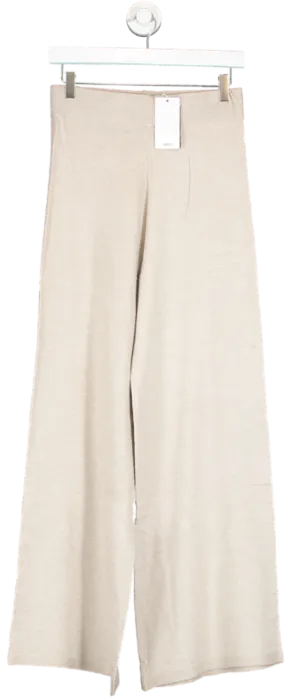 MANGO Beige Knitted Wide Leg Trousers BNWT UK S