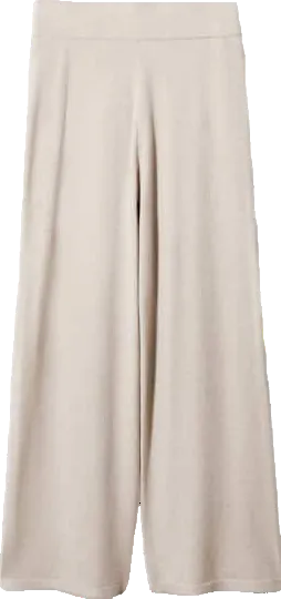 MANGO Beige Knitted Wide Leg Trousers BNWT UK S