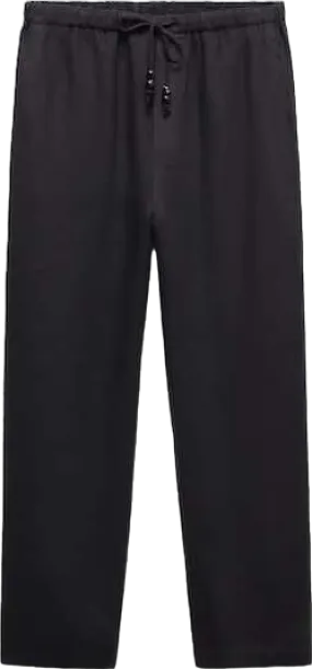 MANGO Black 100% Linen Trousers  BNWT UK S