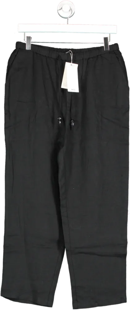 MANGO Black 100% Linen Trousers  BNWT UK S